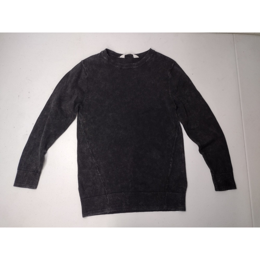 HM Boys Acid Wash Charcoal Grey Cotton Knit Sweater Size 6-8Y Crew Neck Pullover